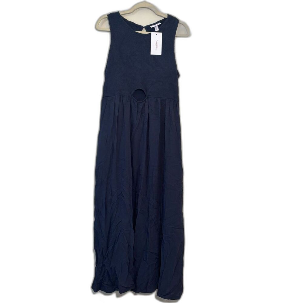 Isabel Maternity Cutout Maxi Dress Navy Sleeveless NWT XL